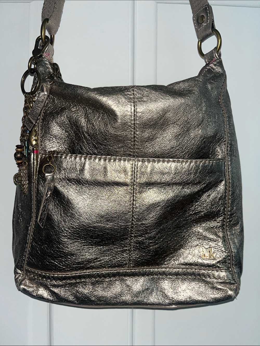 The Sak Metallic Leather Crossbody Shoulder Bag